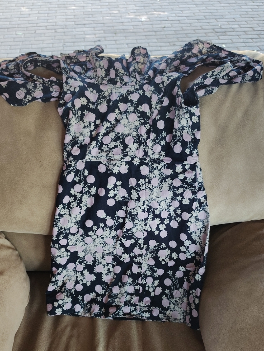 Free People Navy Floral Dress with Pink Accents